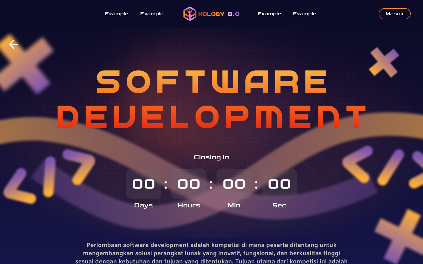 Software development competition page with countdown